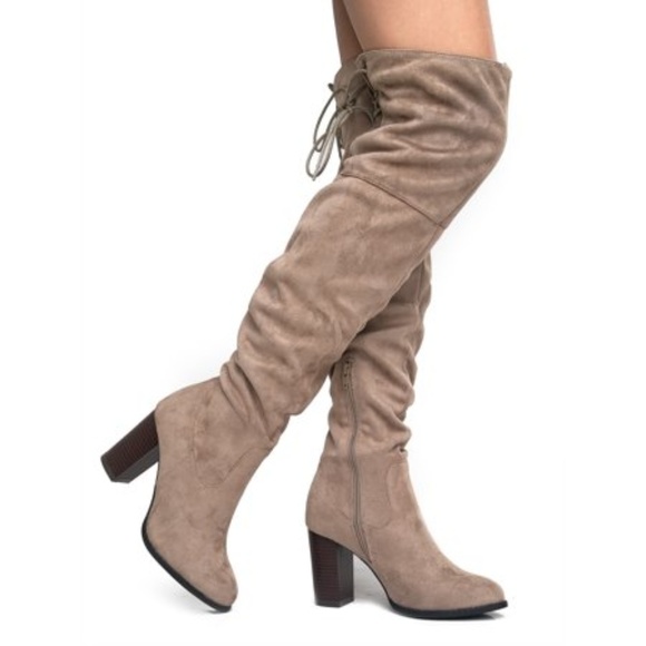 Shoes - 🍁 Taupe Over The Knee Heel Boots Fall Boots